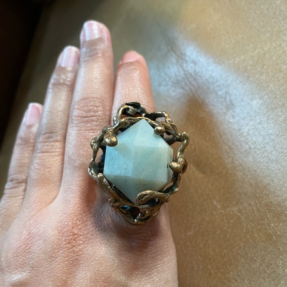 Rare Mania Mania bronze amazonite immortals brutalist stone crystal quartz ring - Picture 3 of 14